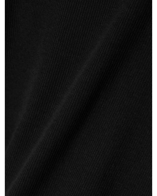 Leset Black Kelly Cropped Ribbed Stretch-Cotton Jersey T-Shirt