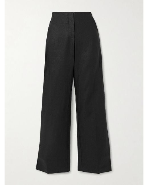 Faithfull The Brand Black Sanne Hose Mit Geradem Bein Aus Leinen