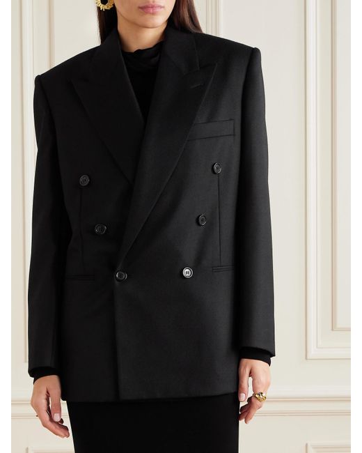 Saint Laurent Black Doppelreihiger Blazer Aus Kaschmir-Twill