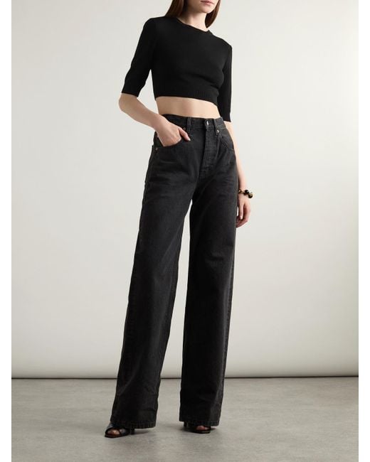 Saint Laurent Black 90S Baggy High-Rise Wide-Leg Jeans