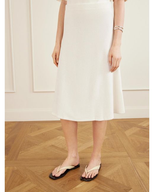 Suzie Kondi Natural Sienna Cotton-Blend Terry Midi Skirt