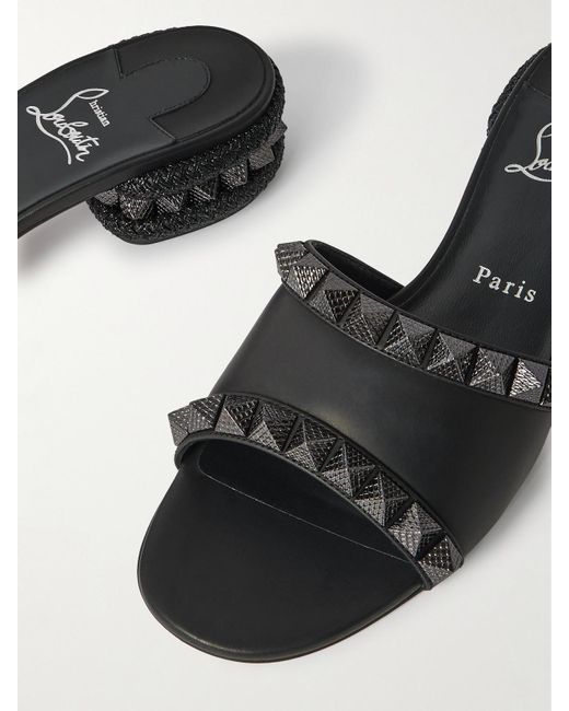 Christian Louboutin Black Pyramule 30 Mules Aus Leder Mit Nieten