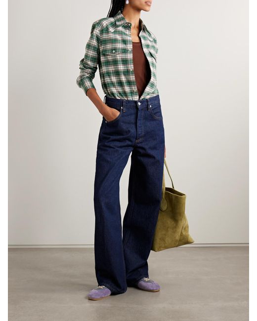 Twp Green New Carter Checked Cotton-Flannel Shirt