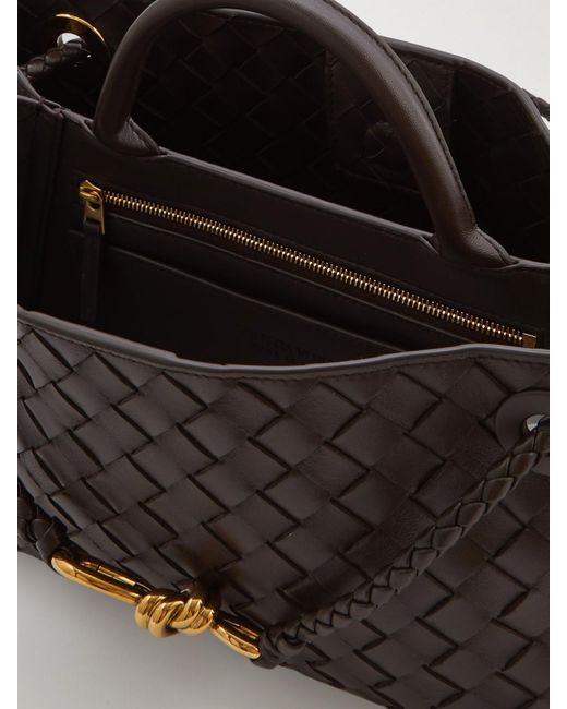 Bottega Veneta Brown Andiamo East-West Small Intrecciato Leather Tote