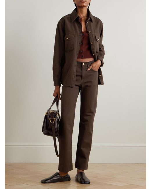 Blazé Milano Brown Paso Hoch Sitzende Jeans Mit Geradem Bein Und Stickerei