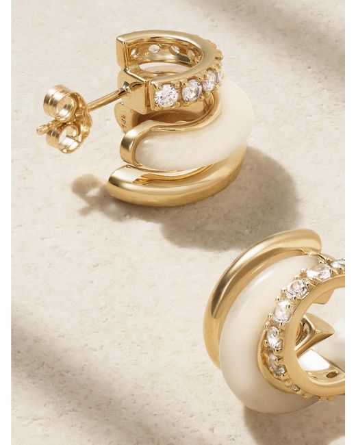 Boucles D'Oreilles En Or 14 Carats (585/1000) Recyclé, Jaspes Et Diamants Triple Hoops BY PARIAH en coloris Natural