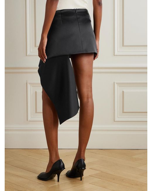 Courreges Black Wrap-Effect Asymmetric Satin Mini Skirt