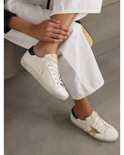 Golden Goose Deluxe Brand Natural Super-Star Distressed Leather Sneakers