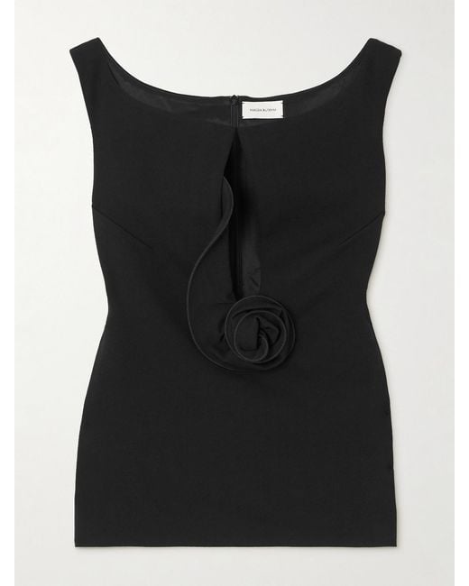 Magda Butrym Black Appliquéd Cutout Stretch-Wool Top