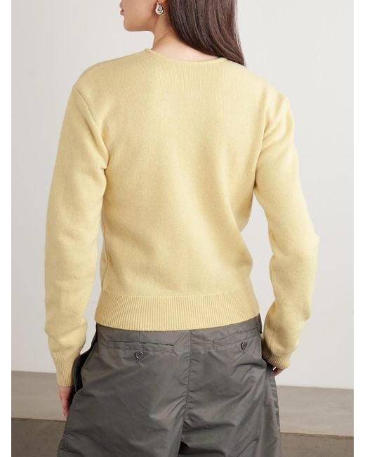 Lemaire Yellow Reversible Wool And Cashmere-Blend Cardigan
