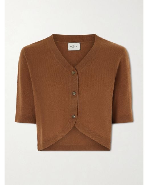 LeKasha Brown Fano Cropped Cashmere Cardigan