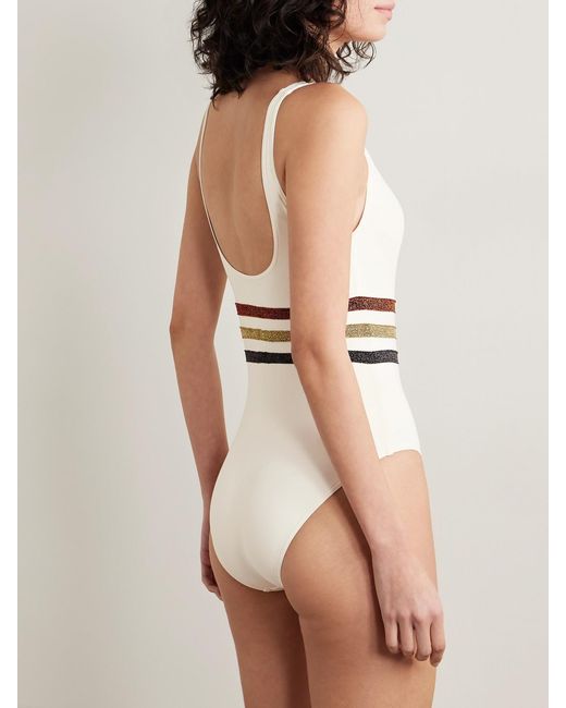 Eres White Irisée Radieux Metallic Striped Swimsuit