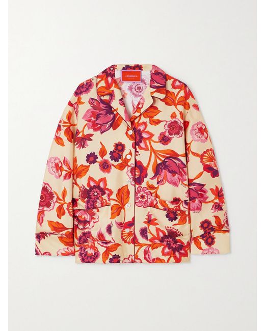 Chemise De Pyjama En Serge De Soie À Imprimé Fleuri LaDoubleJ en coloris Red