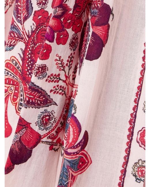 Isabel Marant Red Saba Printed Cotton-Voile Maxi Dress
