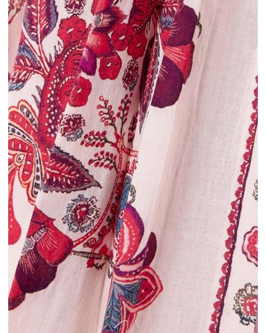 Isabel Marant Red Saba Maxikleid Aus Bedrucktem Baumwoll-Voile