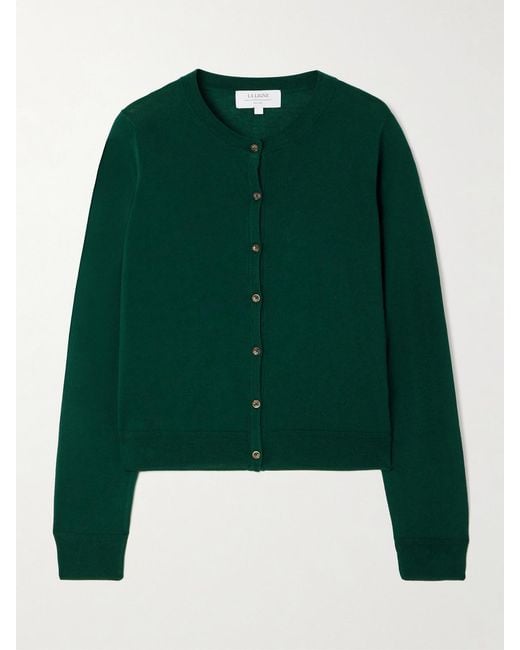 La Ligne Green Ben Silk, Wool And Cashmere-Blend Cardigan
