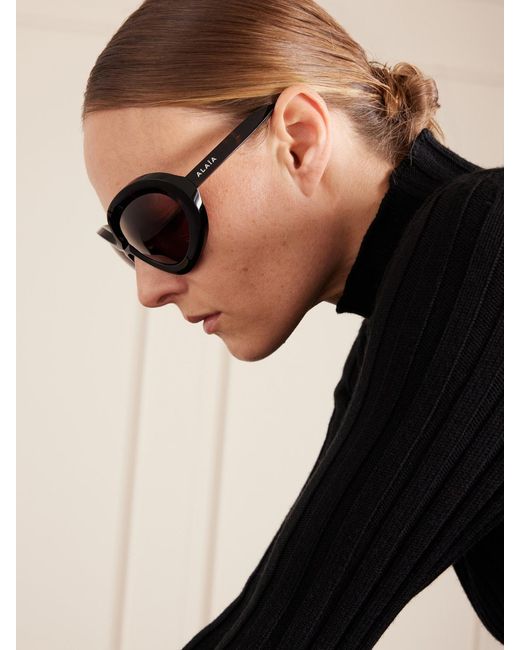 Alaïa Multicolor Round-Frame Acetate Sunglasses