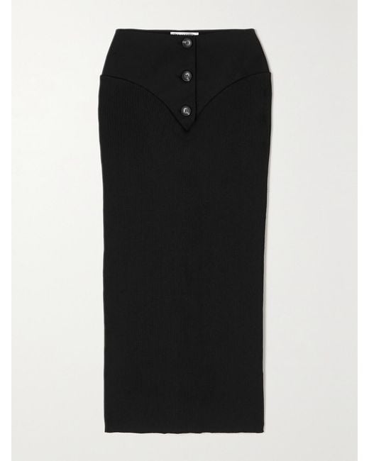Renaissance Renaissance Black Jersey And Twill Midi Skirt