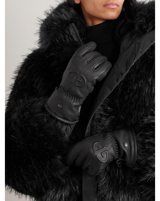 Goldbergh Black Freeze Padded Leather Gloves