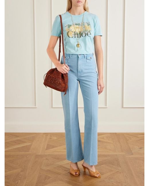 Chloé Blue Printed Cotton-Jersey T-Shirt