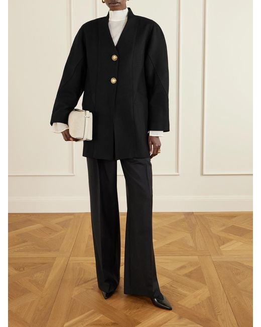 Maison Mayle Black Ines Paneled Wool-Twill Coat