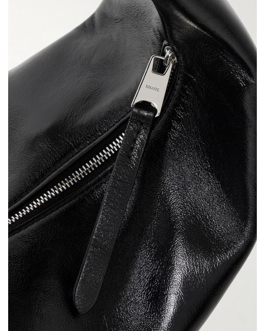 Khaite Black Olivia Medium Crinkled Patent-Leather Tote
