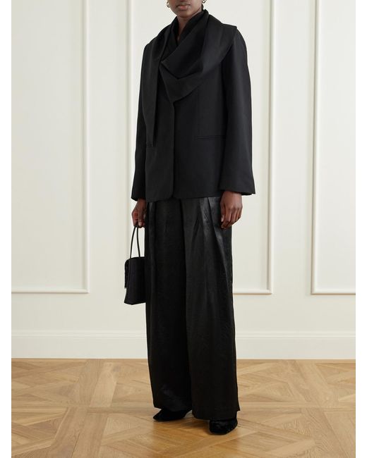Sea Black Remi Scarf-Detailed Wool-Blend Crepe Blazer