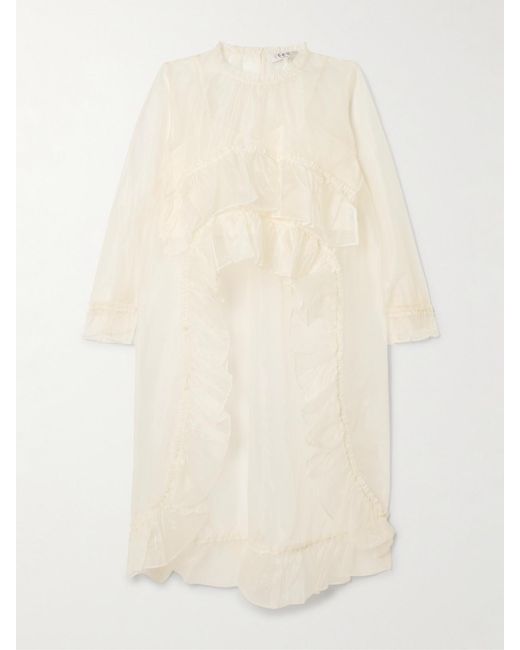 Sea Natural Cornelia Asymmetric Ruffled Silk-Organza Top