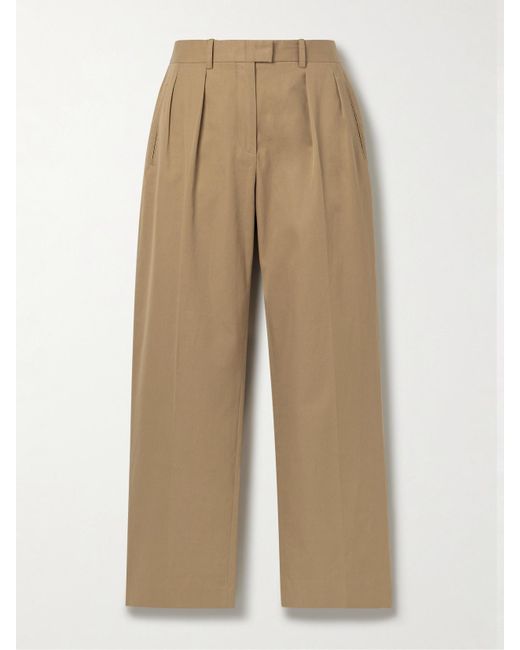 The Row Natural Alfidis Hose Mit Weitem Bein Aus Gebürstetem Twill Aus Einer Baumwoll-Kaschmirmischung Mit Bundfalten