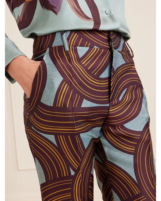 LaDoubleJ Blue Hendrix Cropped Jacquard Straight-Leg Pants