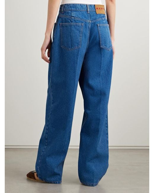 Marni Blue Tief Sitzende Jeans Mit Weitem Bein Und Falten