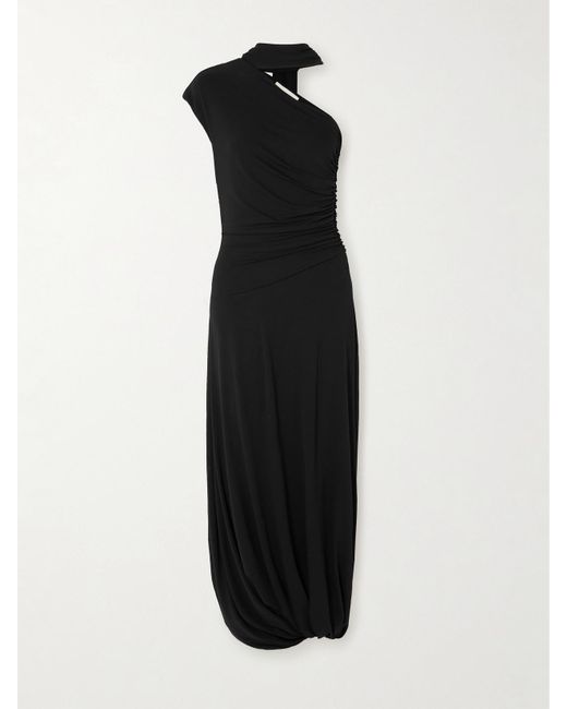 TOVE Black Liv Asymmetrisches Maxikleid Aus Crêpe-Jersey Mit Raffungen