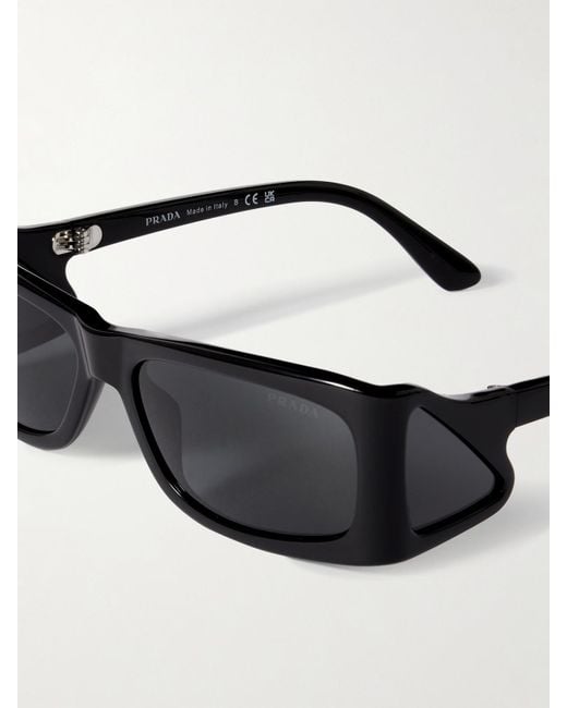 Prada Black Rectangular-Frame Acetate Sunglasses