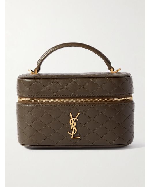 Saint Laurent Brown Gaby Vanity Mini Schultertasche Aus Gestepptem Leder