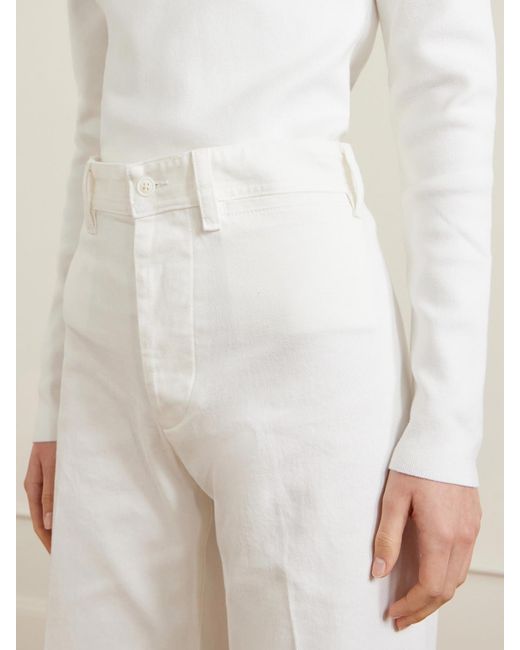 Polo Ralph Lauren White Stretch-Cotton Twill Wide-Leg Pants