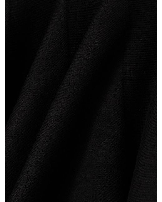 Valentino Garavani Black Pleated Knitted Wool-Blend Turtleneck Mini Dress