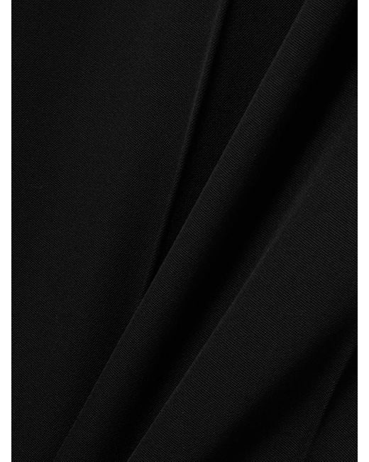 Erdem Black Satin-Trimmed Grain De Poudre Wool Wide-Leg Pants