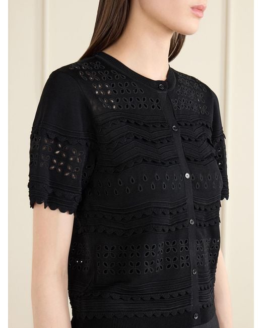 Ulla Johnson Black Abriana Eyelet-Embellished Knitted Shirt