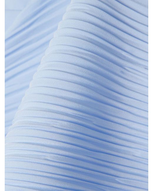 Kika Vargas Blue Penelope Off-The-Shoulder Guipure Lace-Trimmed Plissé-Crepe De Chine Top