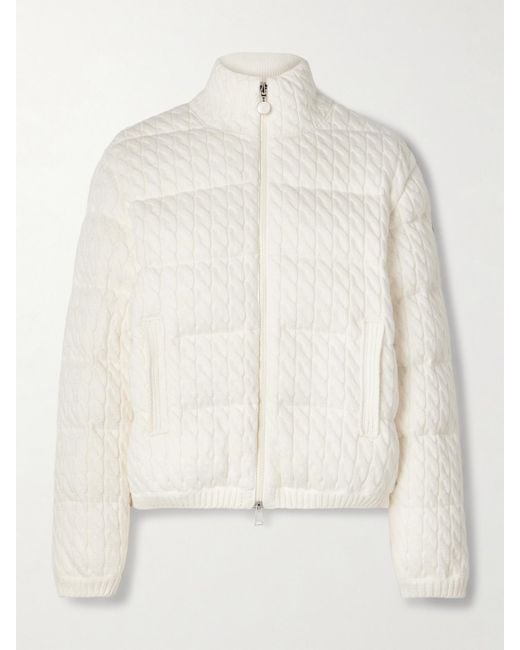 Doudoune En Coton Mélangé À Mailles Torsadées Et En Duvet Moncler en coloris Natural