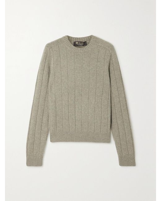 Loro Piana Natural Ribbed Cashmere Sweater