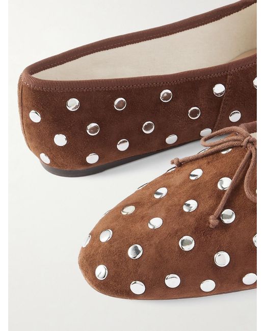Loeffler Randall Brown Landon Studded Suede Ballet Flats