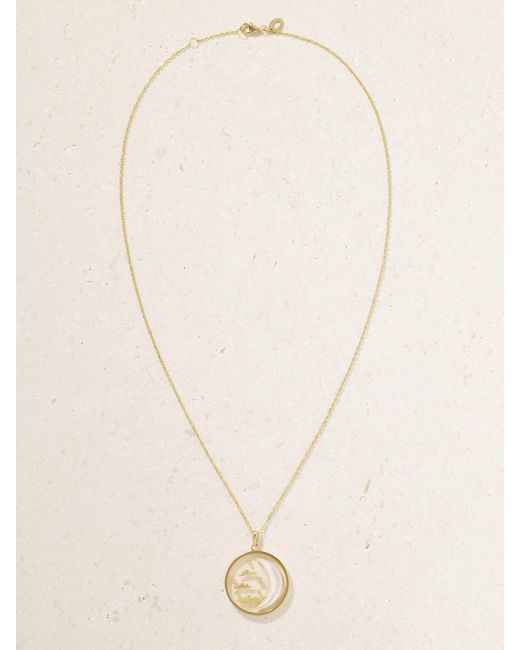 L'Atelier Nawbar Natural Wish Upon A Moon 18-Karat, Mother-Of-Pearl And Diamond Necklace