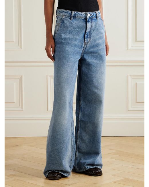 AMI Blue Halbhohe Jeans Mit Weitem Bein