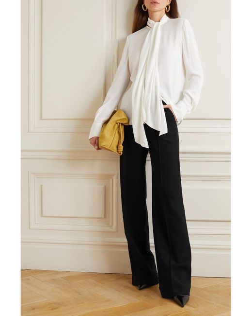 Another Tomorrow Black Net Sustain Stretch-Merino Wool Wide-Leg Pants
