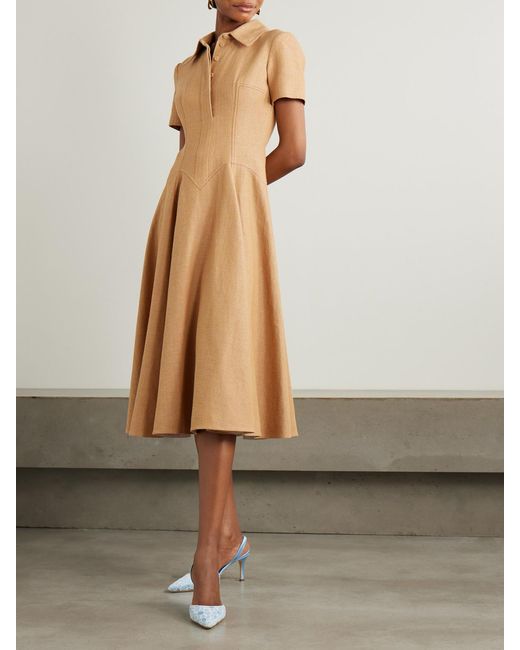 Emilia Wickstead Natural Jody Paneled Cotton-Blend Jacquard Shirt Dress