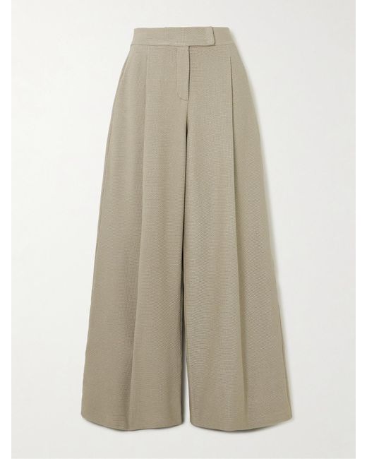 Max Mara Natural Aereo Hose Mit Weitem Bein Aus Einer Metallic-Baumwollmischung Mit Jacquard-Muster Und Falten