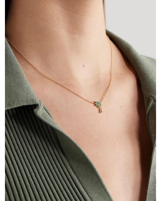 Jennifer Meyer Natural Palm Tree Kette Aus 18 Karat Mit Diamanten Und Smaragden