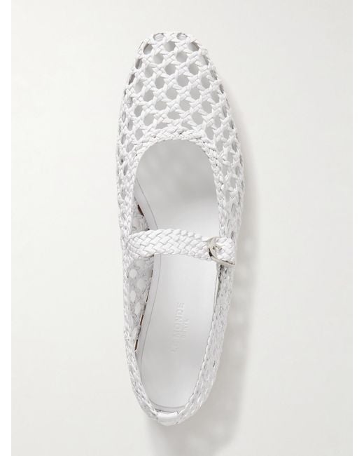 Le Monde Beryl White Woven Leather Mary Jane Ballet Flats