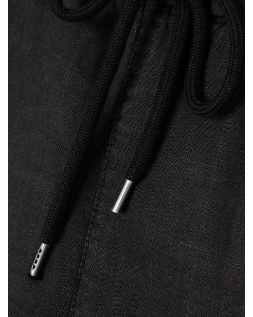 James Perse Black Pleated Linen Wide-Leg Pants